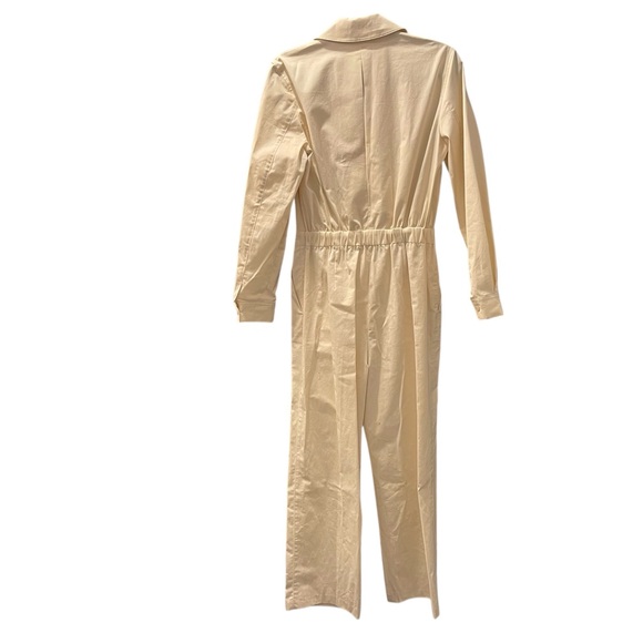 Theory Womens Ivory Collared Long Sleeve Full Length Jumpsuit Pockets, Sz 0 NWOT - Picture 8 of 13